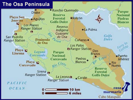 Map of Cabo Matapalo, Osa Peninsula - Costa Rica